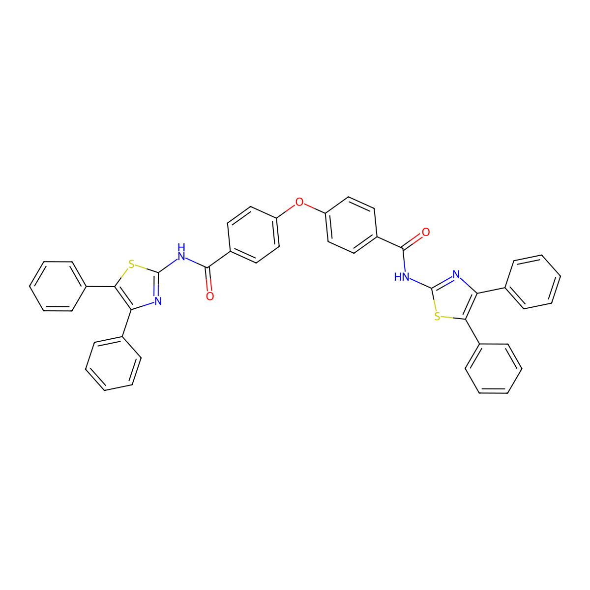 N-(4,5-diphenyl-1,3-thiazol-2-yl)-4-[4-[(4,5-diphenyl-1,3-thiazol-2-yl)carbamoyl]phenoxy]benzamide molecular structure, CAS 476211-66-2