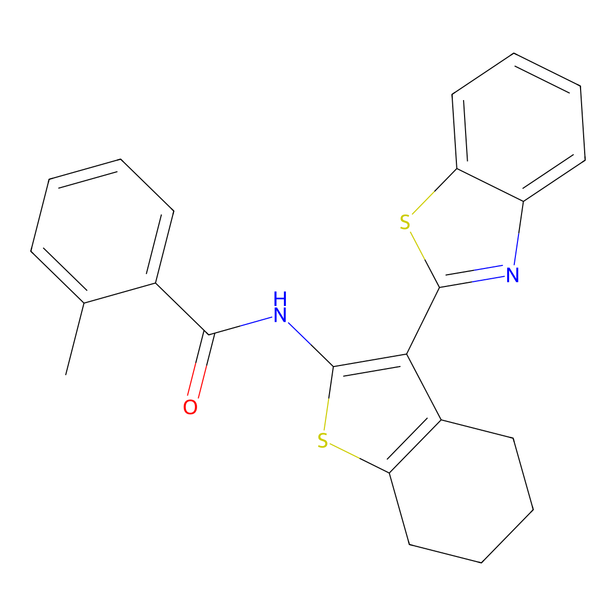 N-[3-(1,3-benzothiazol-2-yl)-4,5,6,7-tetrahydro-1-benzothiophen-2-yl]-2-methylbenzamide molecular structure, CAS 476274-83-6