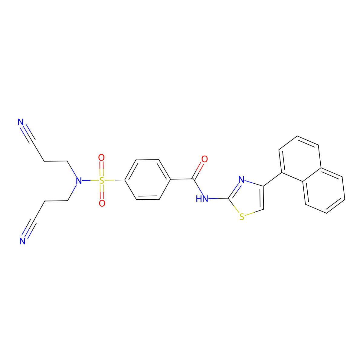 4-[bis(2-cyanoethyl)sulfamoyl]-N-(4-naphthalen-1-yl-1,3-thiazol-2-yl)benzamide molecular structure, CAS 476275-02-2