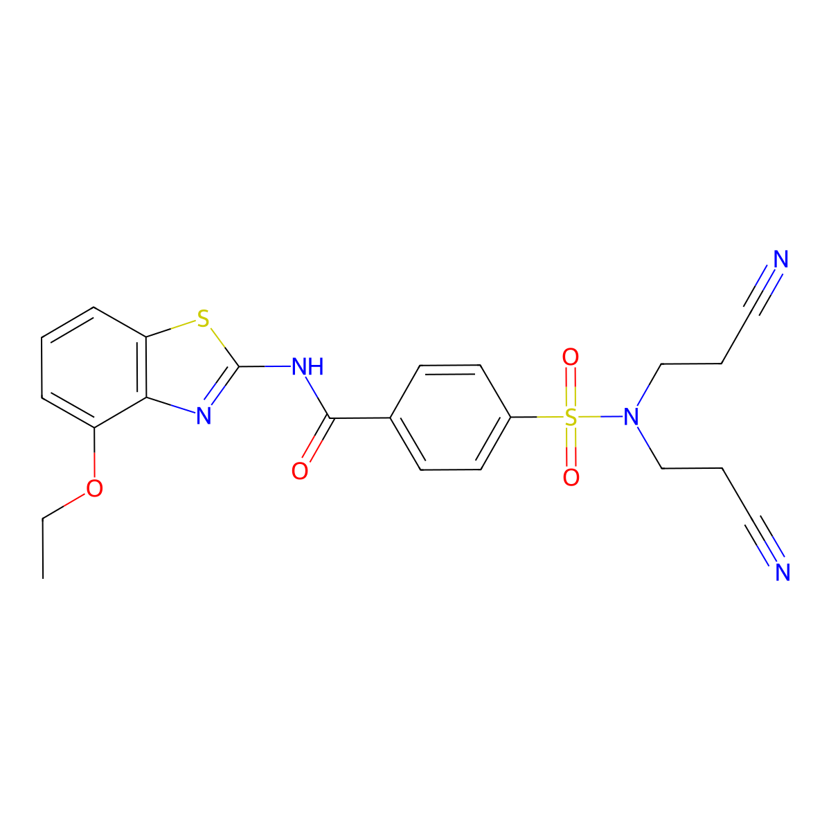 4-[bis(2-cyanoethyl)sulfamoyl]-N-(4-ethoxy-1,3-benzothiazol-2-yl)benzamide molecular structure, CAS 476275-29-3