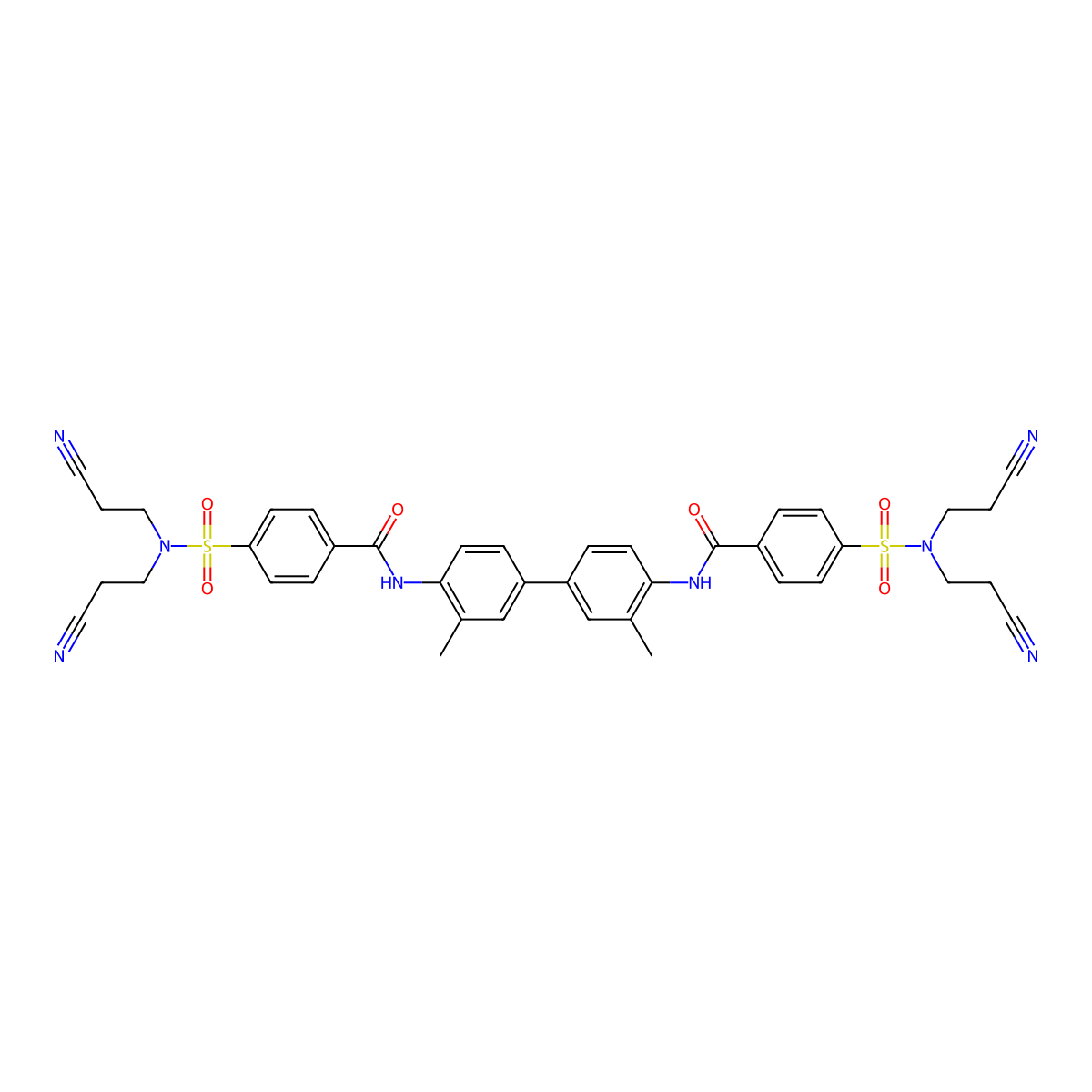 4-[bis(2-cyanoethyl)sulfamoyl]-N-[4-[4-[[4-[bis(2-cyanoethyl)sulfamoyl]benzoyl]amino]-3-methylphenyl]-2-methylphenyl]benzamide molecular structure, CAS 476275-52-2