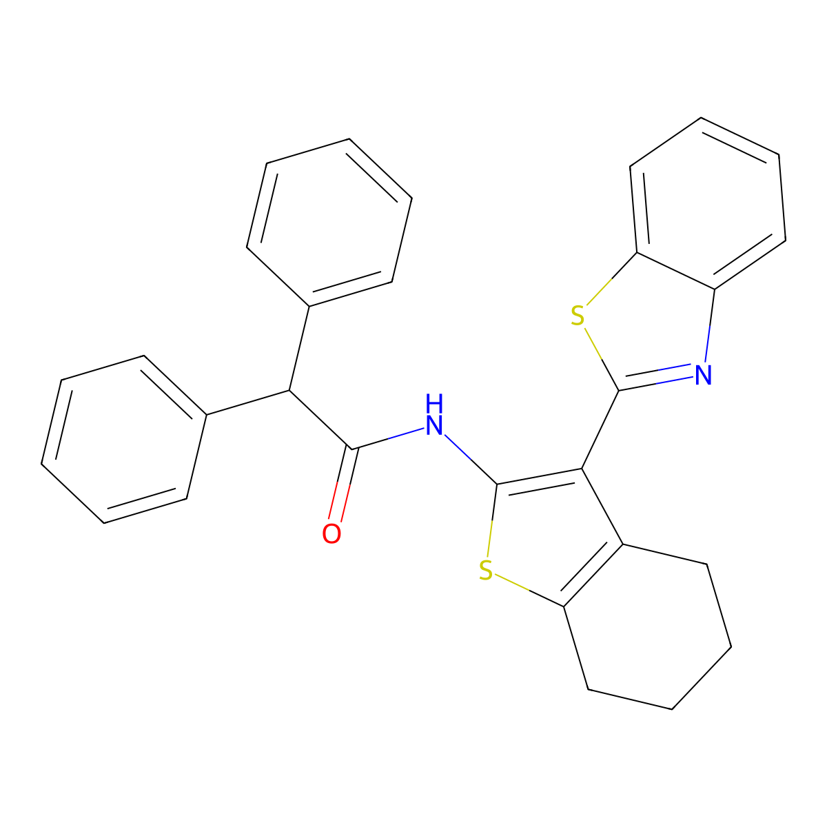 N-[3-(1,3-benzothiazol-2-yl)-4,5,6,7-tetrahydro-1-benzothiophen-2-yl]-2,2-diphenylacetamide molecular structure, CAS 476275-65-7