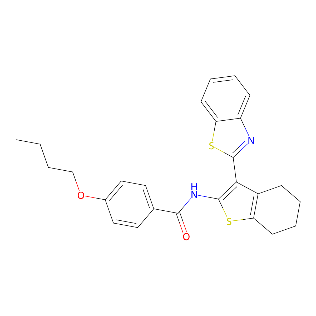 N-[3-(1,3-benzothiazol-2-yl)-4,5,6,7-tetrahydro-1-benzothiophen-2-yl]-4-butoxybenzamide molecular structure, CAS 476276-15-0