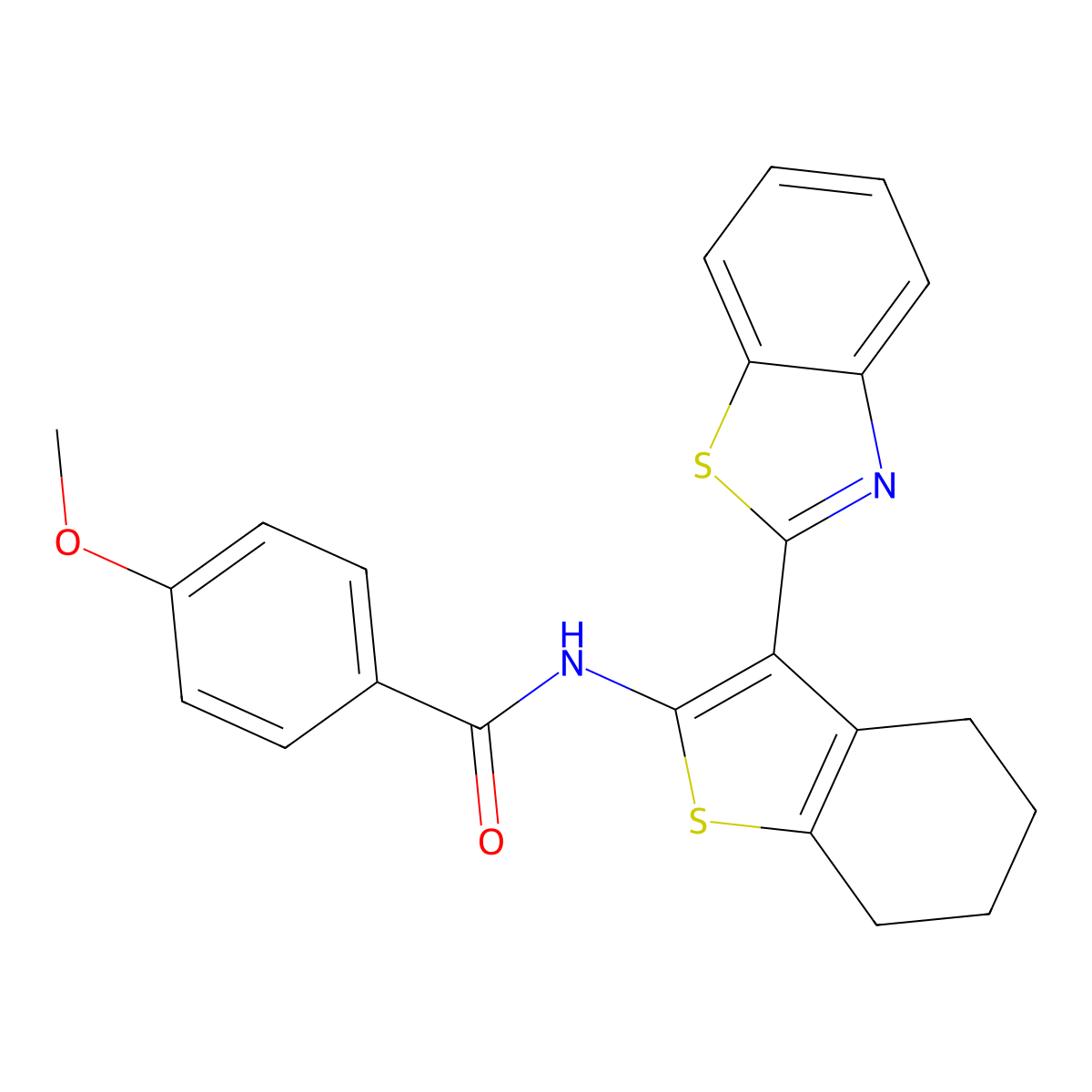 N-[3-(1,3-benzothiazol-2-yl)-4,5,6,7-tetrahydro-1-benzothiophen-2-yl]-4-methoxybenzamide molecular structure, CAS 476276-20-7