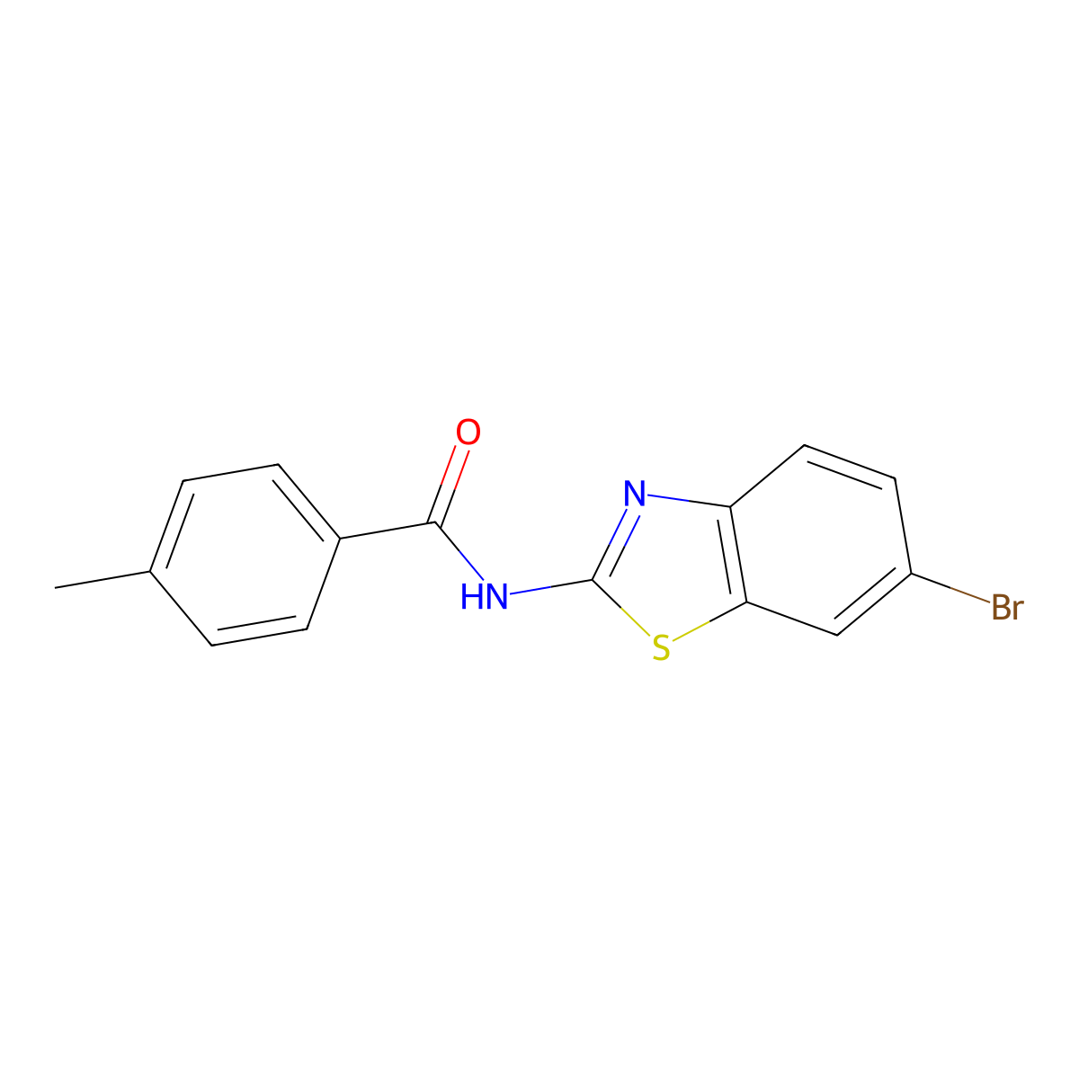 N-(6-bromo-1,3-benzothiazol-2-yl)-4-methylbenzamide molecular structure, CAS 476276-68-3