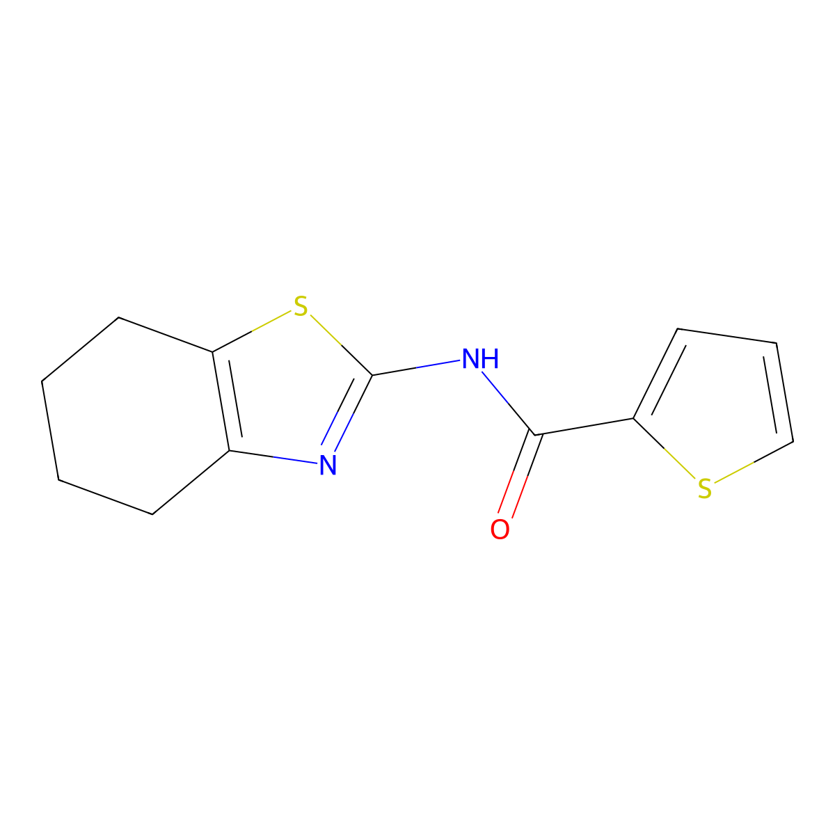 N-(4,5,6,7-tetrahydro-1,3-benzothiazol-2-yl)thiophene-2-carboxamide molecular structure, CAS 476276-90-1