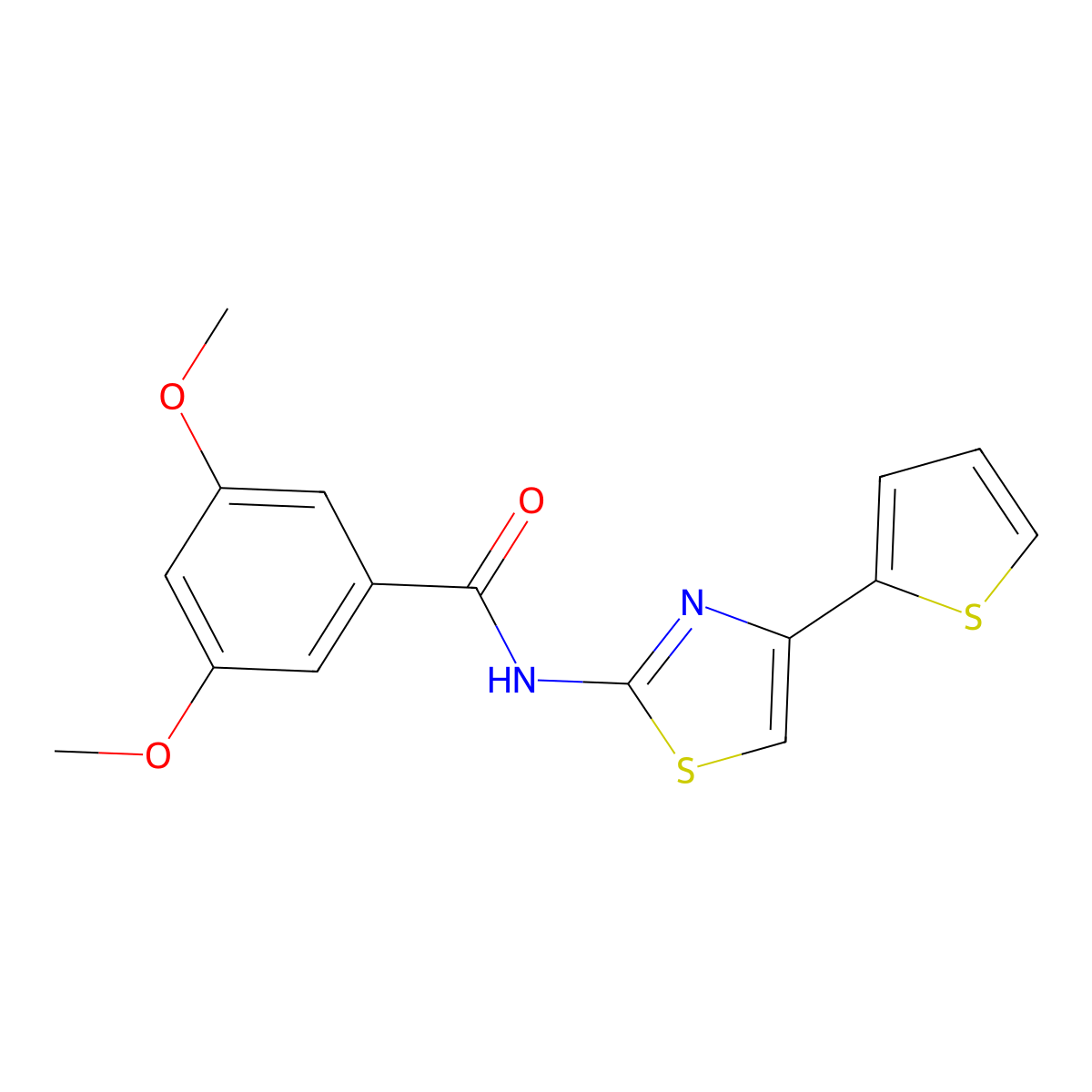 3,5-dimethoxy-N-(4-(thiophen-2-yl)thiazol-2-yl)benzamide molecular structure, CAS 476277-13-1