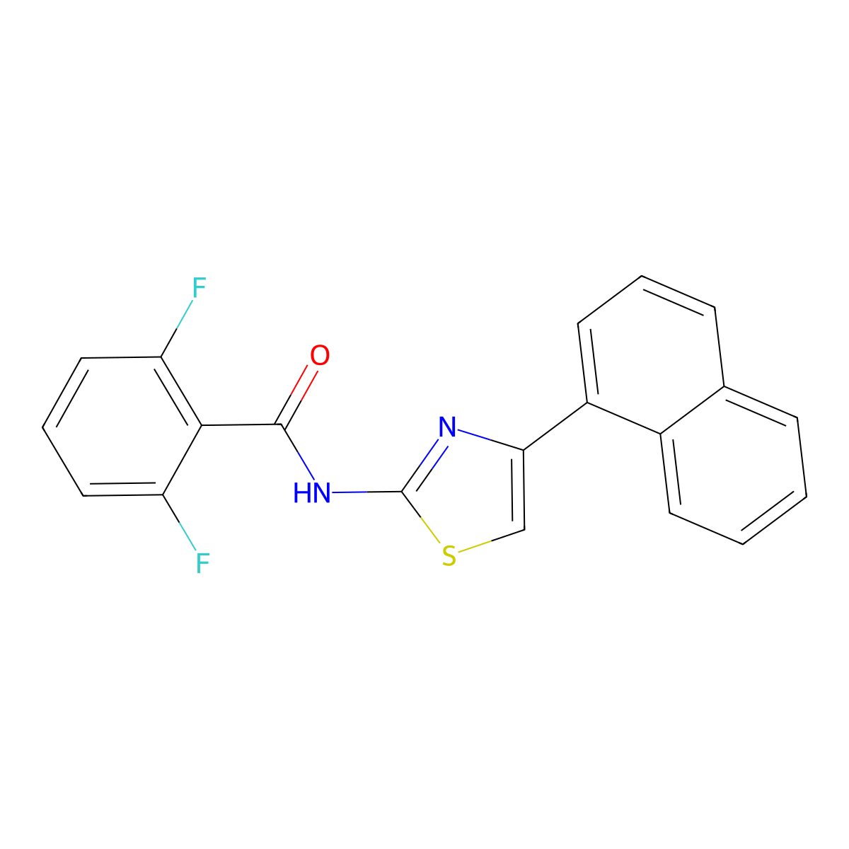 2,6-difluoro-N-(4-(naphthalen-1-yl)thiazol-2-yl)benzamide molecular structure, CAS 476277-25-5