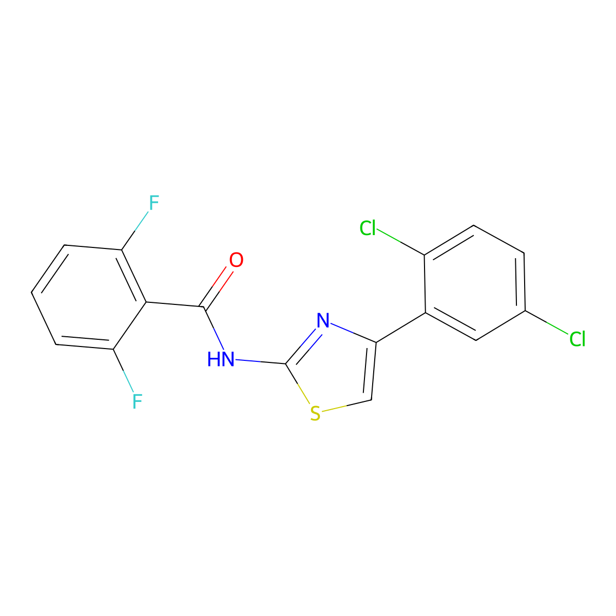 N-[4-(2,5-dichlorophenyl)-1,3-thiazol-2-yl]-2,6-difluorobenzamide molecular structure, CAS 476277-46-0
