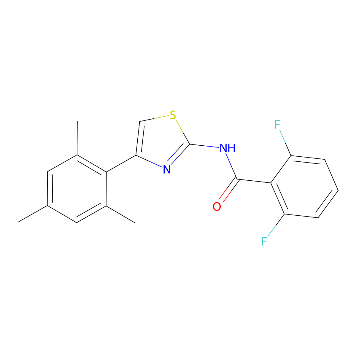 2,6-difluoro-N-[4-(2,4,6-trimethylphenyl)-1,3-thiazol-2-yl]benzamide molecular structure, CAS 476277-48-2