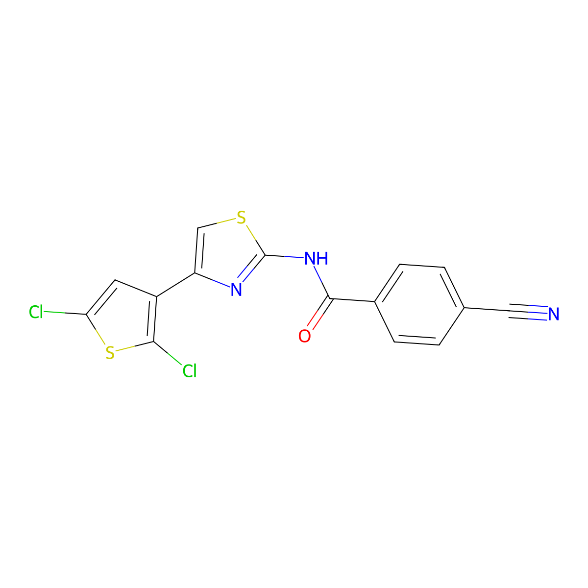 4-cyano-N-[4-(2,5-dichlorothiophen-3-yl)-1,3-thiazol-2-yl]benzamide molecular structure, CAS 476277-58-4