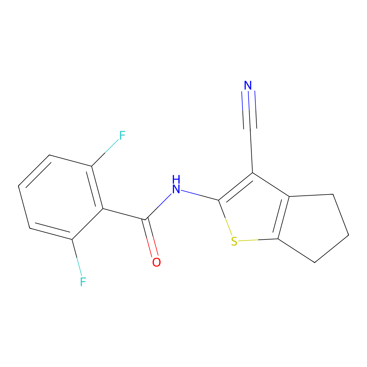 N-(3-cyano-5,6-dihydro-4H-cyclopenta[b]thiophen-2-yl)-2,6-difluorobenzamide molecular structure, CAS 476277-72-2