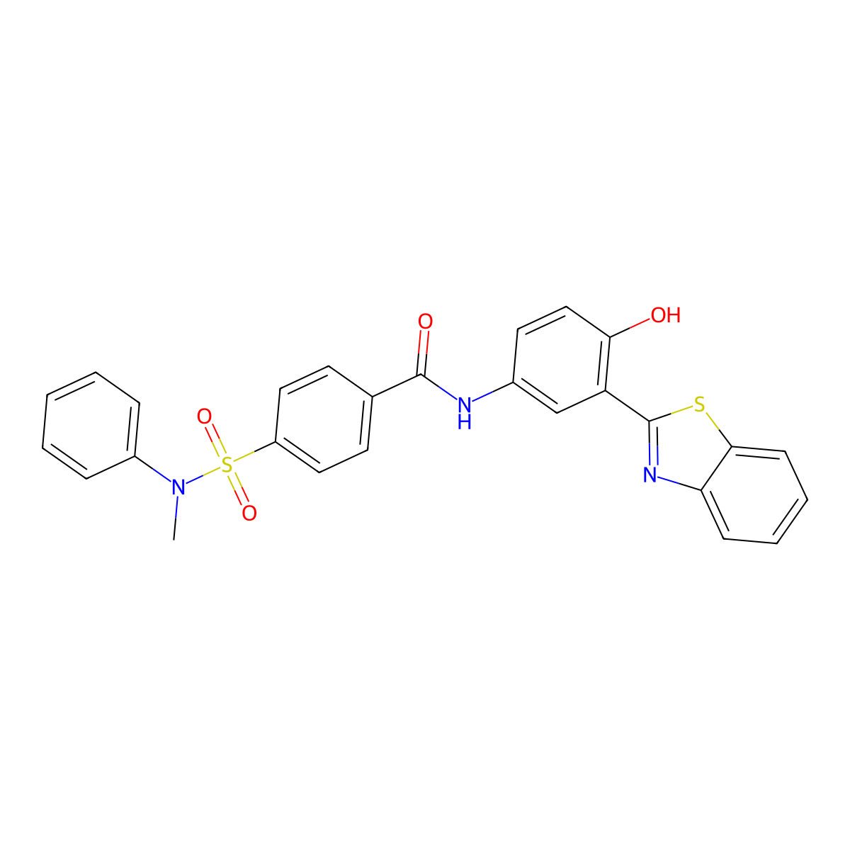 N-(3-(benzo[d]thiazol-2-yl)-4-hydroxyphenyl)-4-(N-methyl-N-phenylsulfamoyl)benzamide molecular structure, CAS 476277-74-4