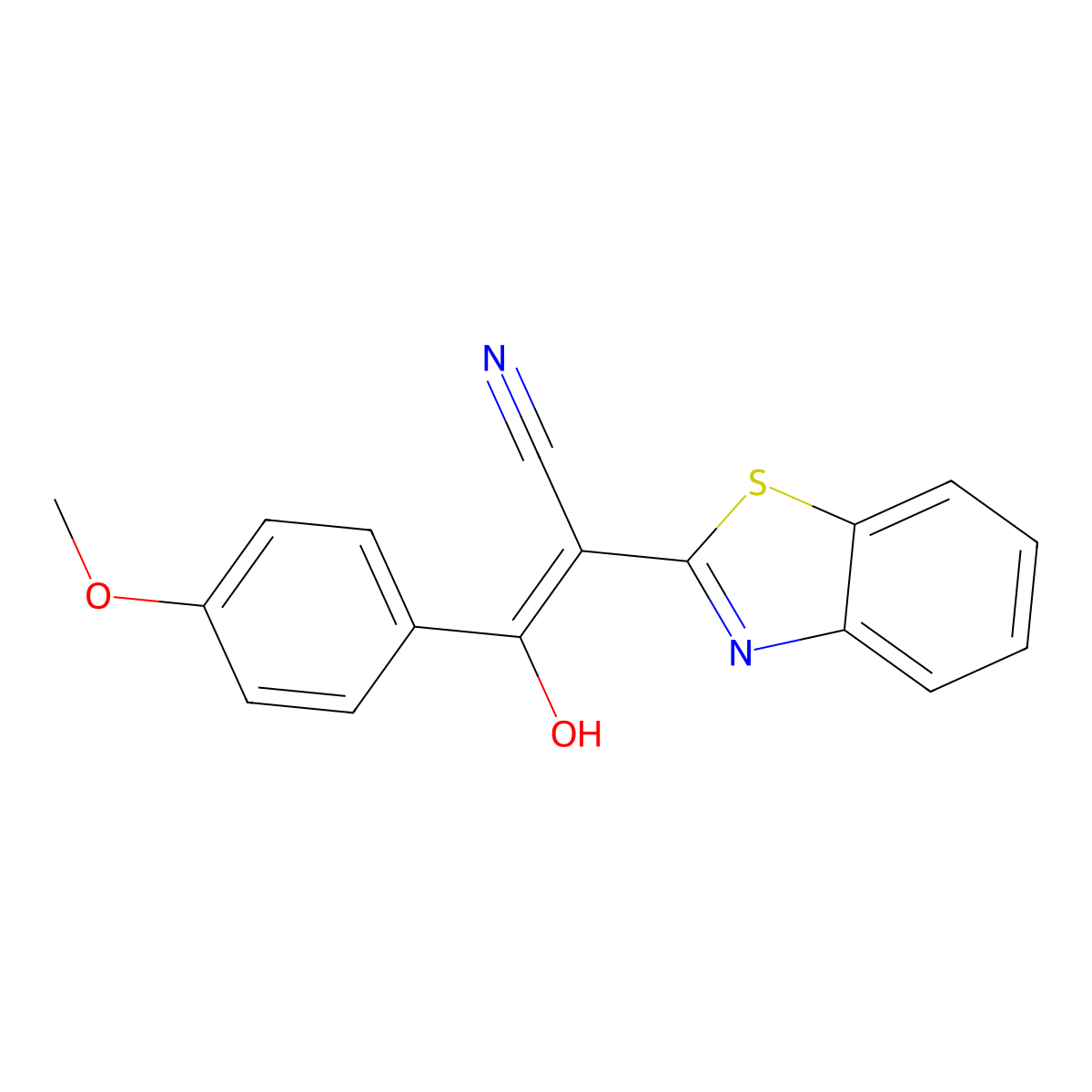 2-(1,3-Benzothiazol-2-yl)-3-hydroxy-3-(4-methoxyphenyl)prop-2-enenitrile molecular structure, CAS 476278-28-1