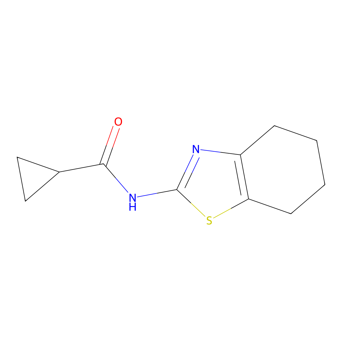 N-(4,5,6,7-tetrahydro-1,3-benzothiazol-2-yl)cyclopropanecarboxamide molecular structure, CAS 476278-60-1