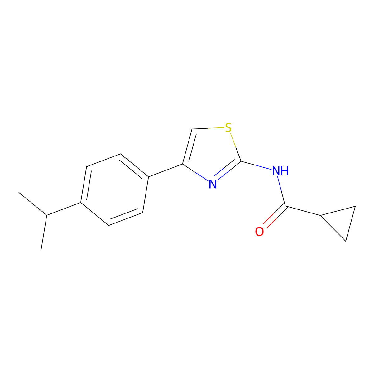 N-[4-(4-propan-2-ylphenyl)-1,3-thiazol-2-yl]cyclopropanecarboxamide molecular structure, CAS 476278-65-6