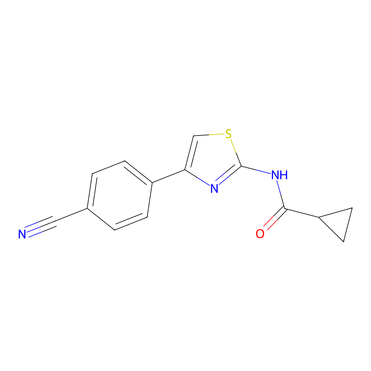 N-[4-(4-cyanophenyl)-1,3-thiazol-2-yl]cyclopropanecarboxamide molecular structure, CAS 476278-67-8