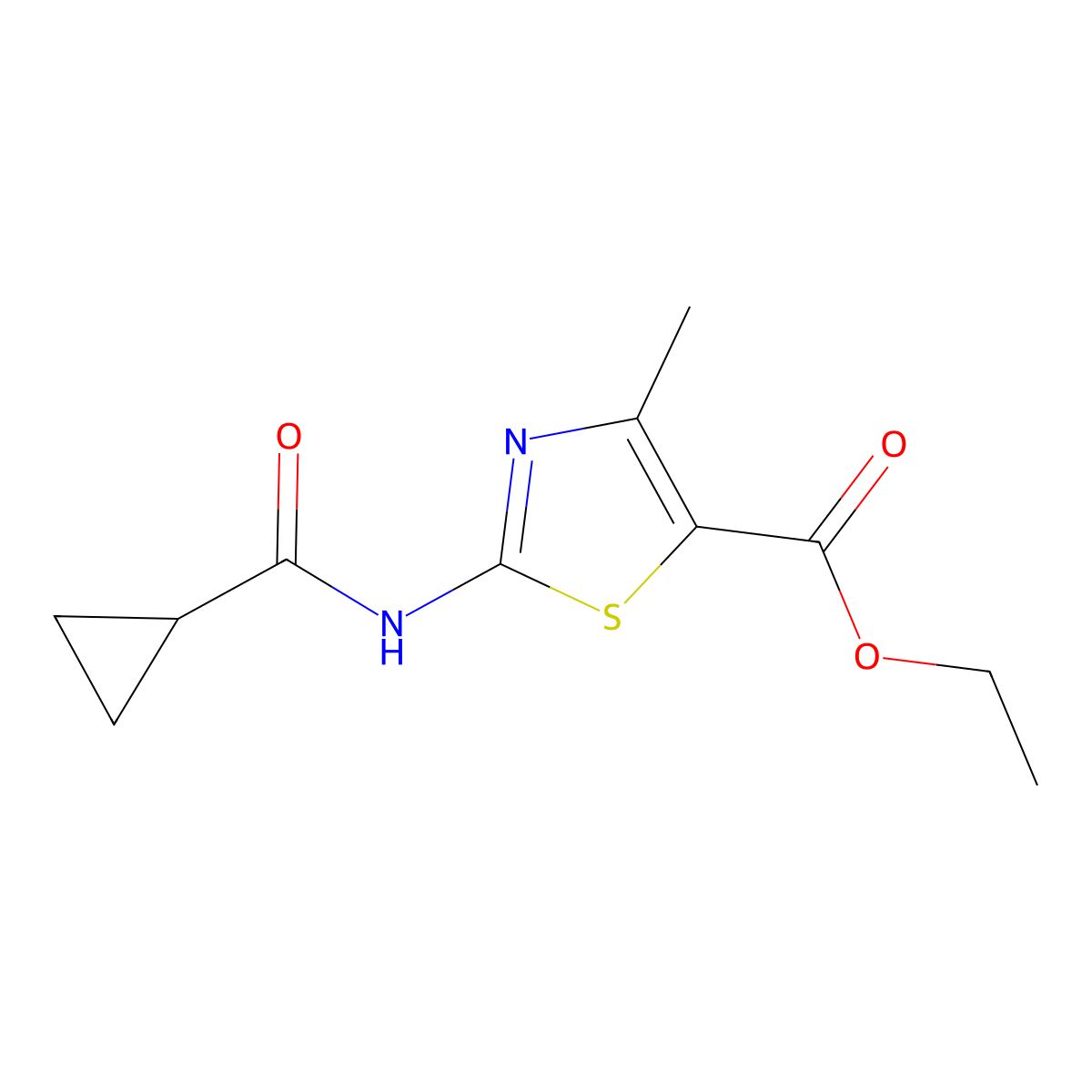 Ethyl 2-(cyclopropanecarboxamido)-4-methylthiazole-5-carboxylate molecular structure, CAS 476278-68-9