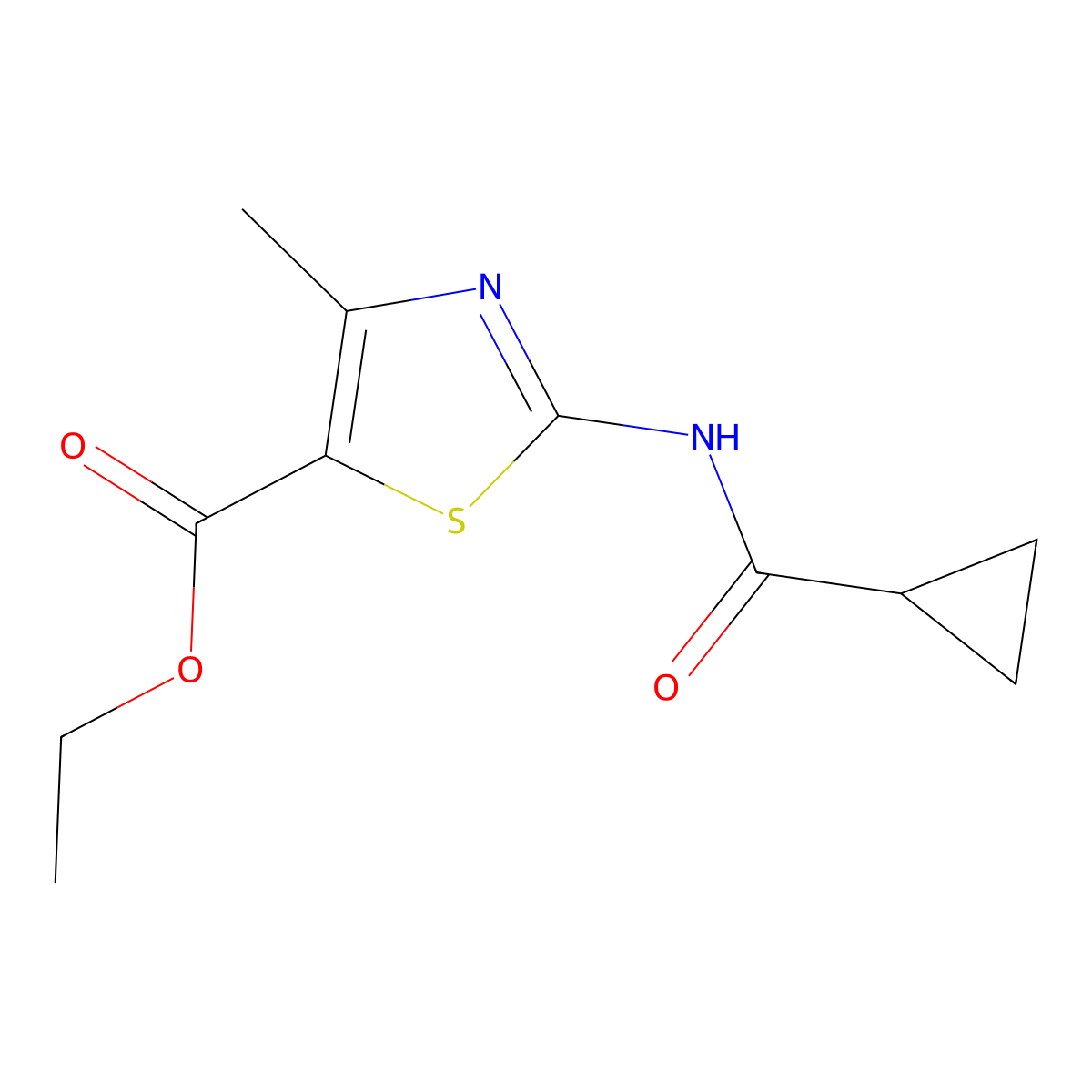 Ethyl 2-(cyclopropanecarboxamido)-4-methylthiazole-5-carboxylate molecular structure, CAS 476278-68-9