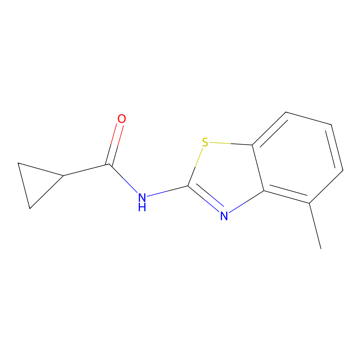 N-(4-methyl-1,3-benzothiazol-2-yl)cyclopropanecarboxamide molecular structure, CAS 476278-72-5