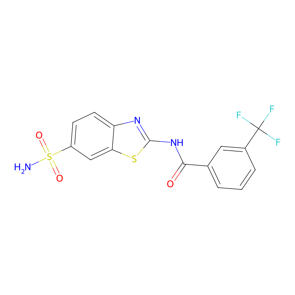 N-(6-sulfamoyl-1,3-benzothiazol-2-yl)-3-(trifluoromethyl)benzamide molecular structure, CAS 476278-95-2
