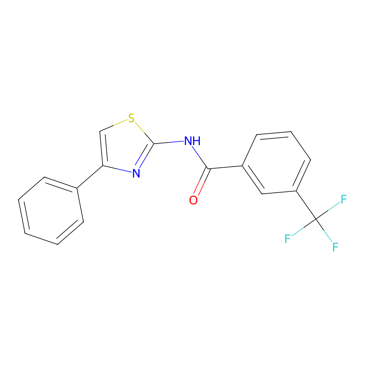 N-(4-phenyl-1,3-thiazol-2-yl)-3-(trifluoromethyl)benzamide molecular structure, CAS 476279-01-3