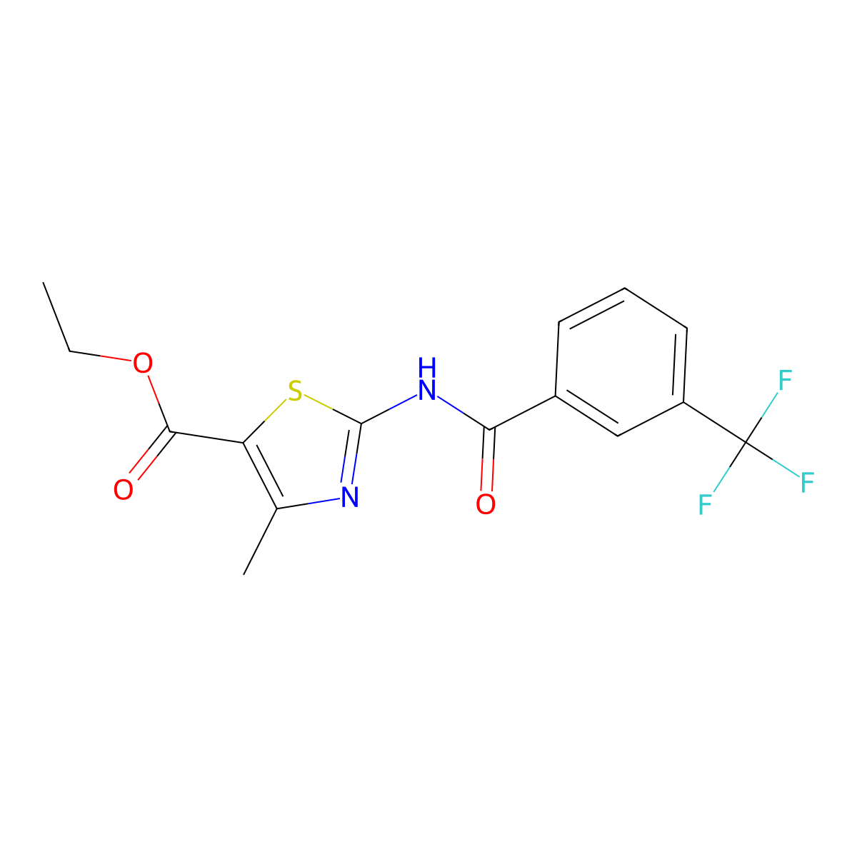 Ethyl 5-methyl-3-((3-(trifluoromethyl)phenyl)carbonylamino)-2,4-thiazolecarboxylate molecular structure, CAS 476279-12-6