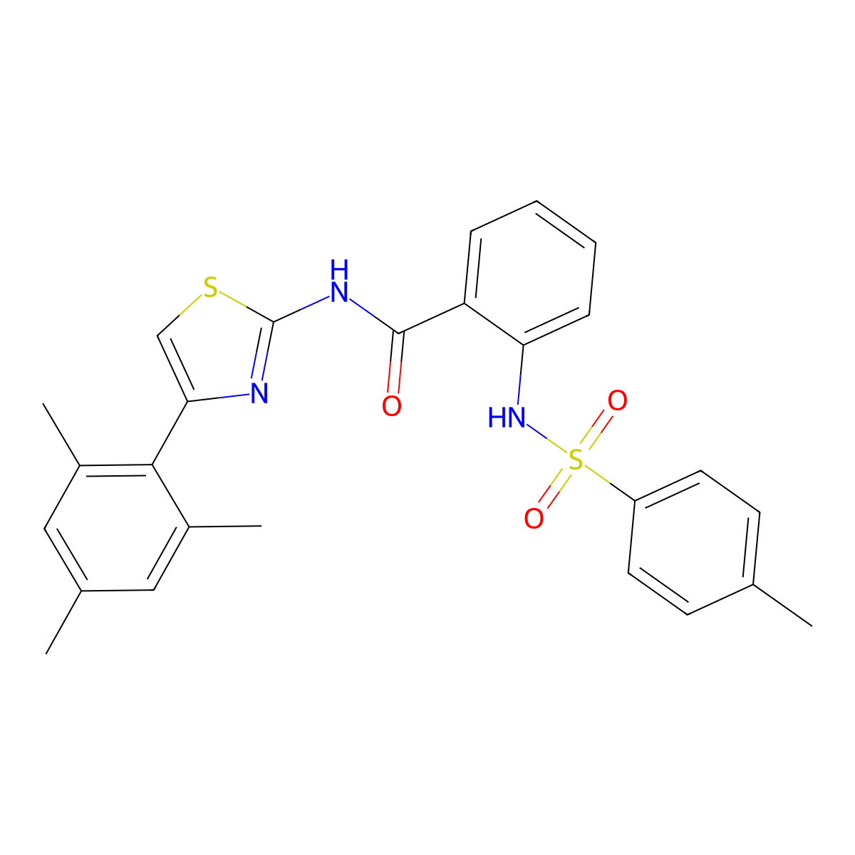 2-[(4-methylphenyl)sulfonylamino]-N-[4-(2,4,6-trimethylphenyl)-1,3-thiazol-2-yl]benzamide molecular structure, CAS 476279-95-5
