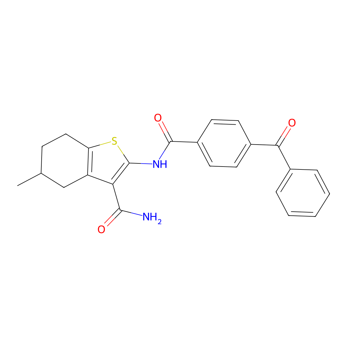 2-(4-Benzoylbenzamido)-5-methyl-4,5,6,7-tetrahydrobenzo[b]thiophene-3-carboxamide molecular structure, CAS 476280-27-0