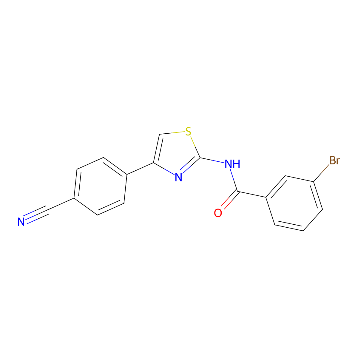 3-bromo-N-[4-(4-cyanophenyl)-1,3-thiazol-2-yl]benzamide molecular structure, CAS 476280-42-9