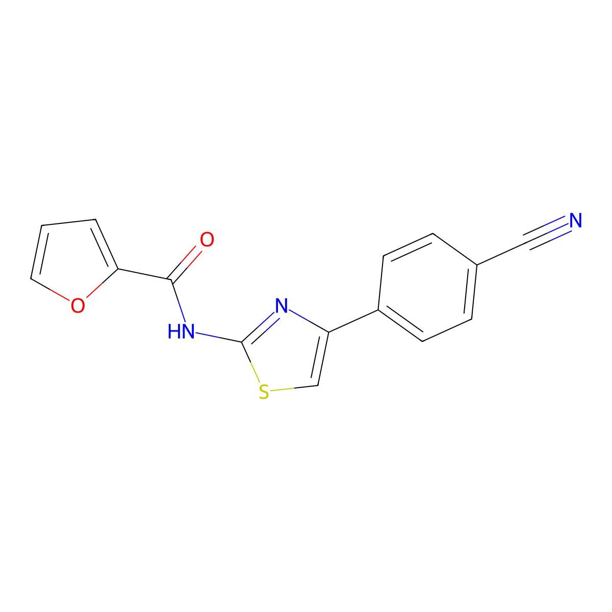 N-(4-(4-cyanophenyl)thiazol-2-yl)furan-2-carboxamide molecular structure, CAS 476280-43-0