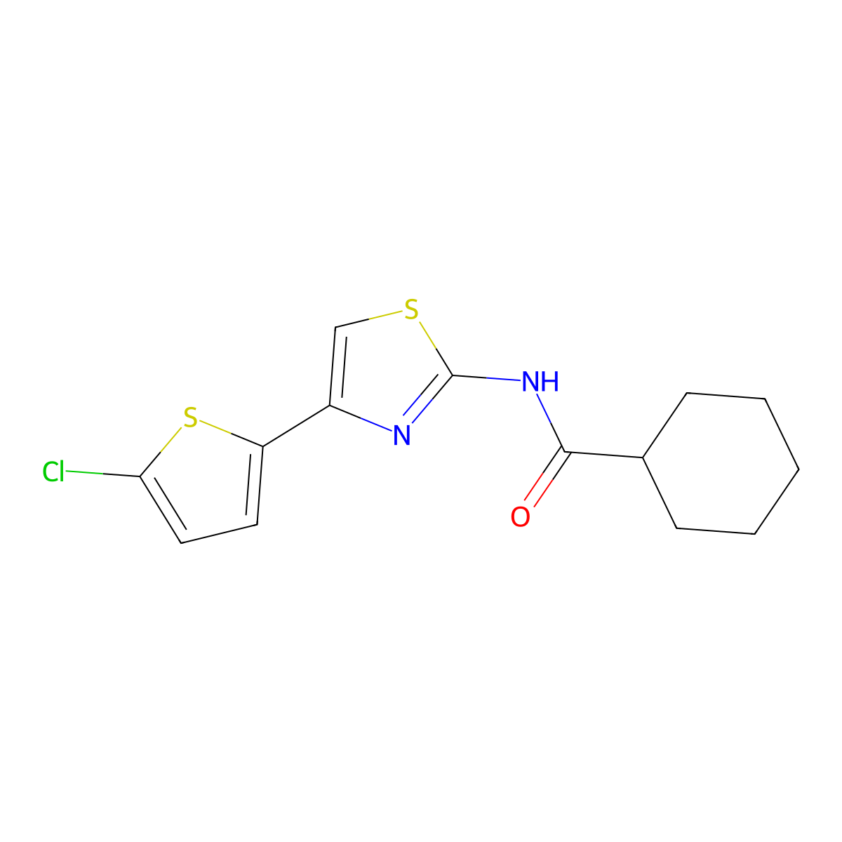 N-[4-(5-chlorothiophen-2-yl)-1,3-thiazol-2-yl]cyclohexanecarboxamide molecular structure, CAS 476280-98-5