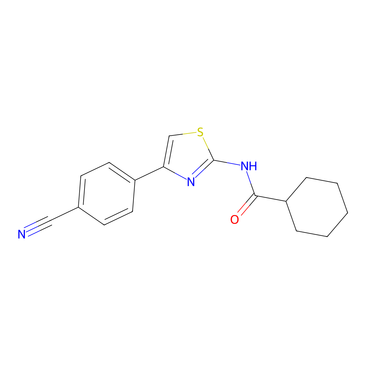 N-[4-(4-cyanophenyl)-1,3-thiazol-2-yl]cyclohexanecarboxamide molecular structure, CAS 476281-00-2