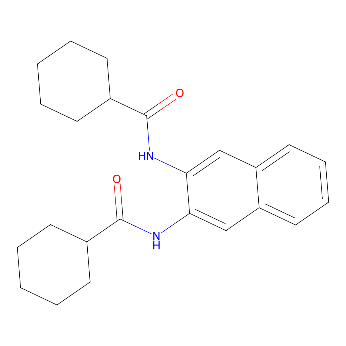 N-[3-(cyclohexanecarbonylamino)naphthalen-2-yl]cyclohexanecarboxamide molecular structure, CAS 476281-11-5