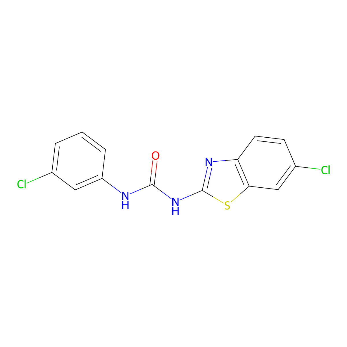 N-(6-chloro-1,3-benzothiazol-2-yl)-N'-(3-chlorophenyl)urea molecular structure, CAS 476281-22-8
