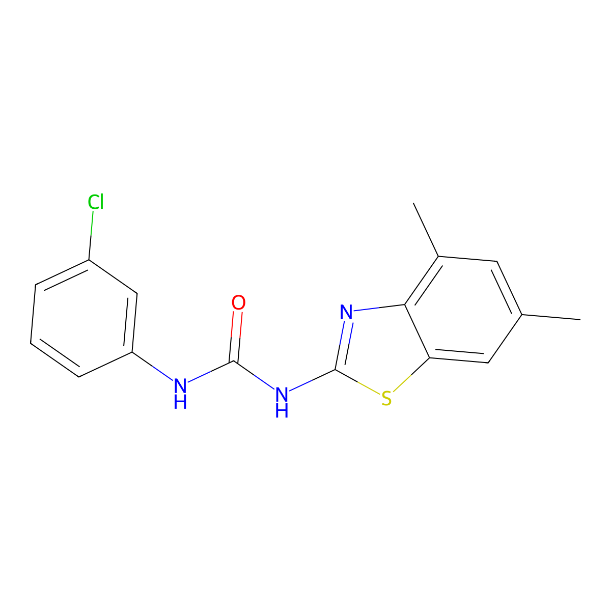 1-(3-Chlorophenyl)-3-(4,6-dimethyl-1,3-benzothiazol-2-yl)urea molecular structure, CAS 476281-23-9