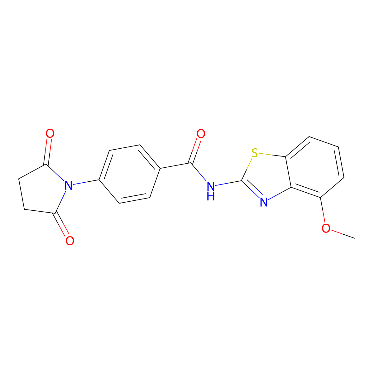 4-(2,5-dioxopyrrolidin-1-yl)-N-(4-methoxy-1,3-benzothiazol-2-yl)benzamide molecular structure, CAS 476281-64-8