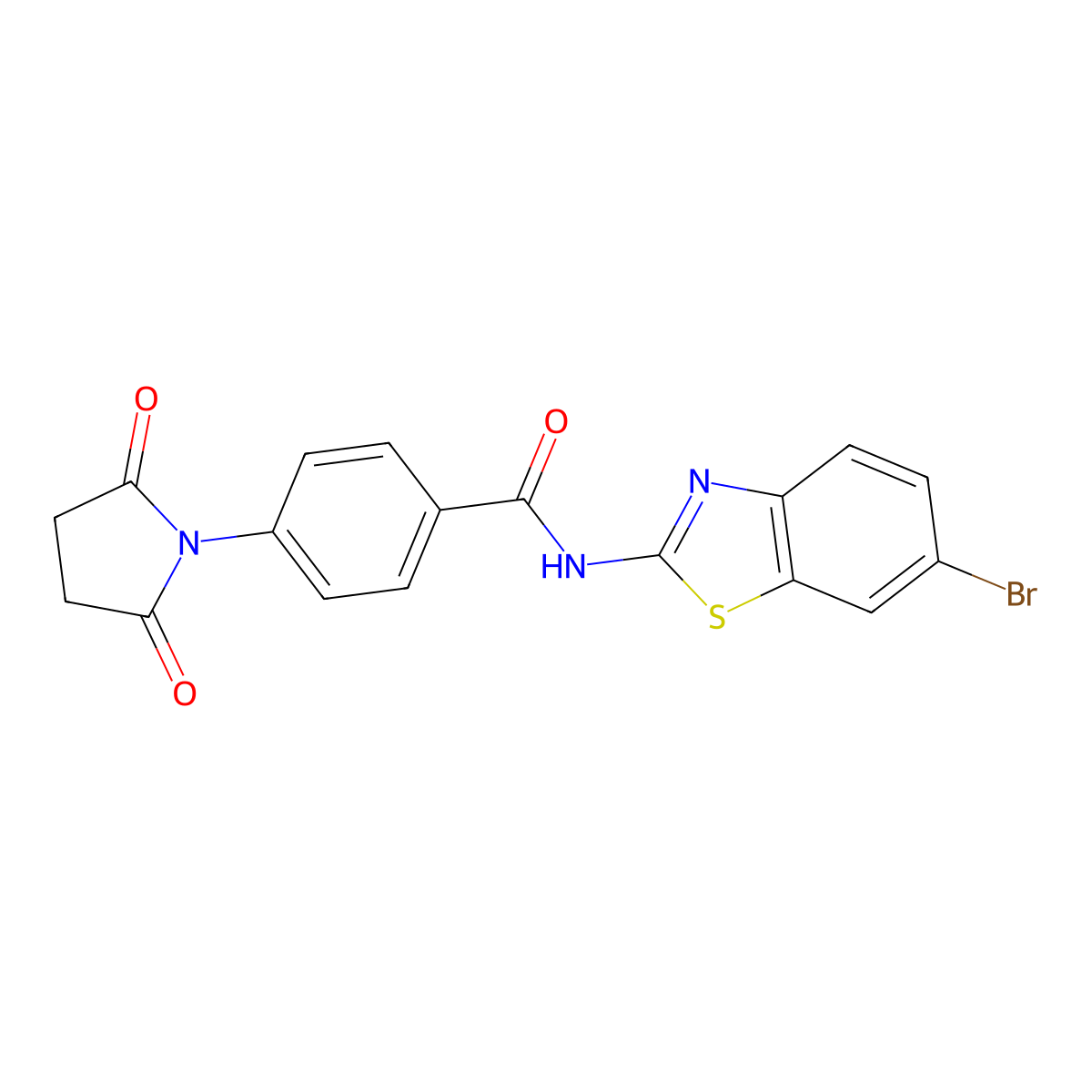 N-(6-bromo-1,3-benzothiazol-2-yl)-4-(2,5-dioxopyrrolidin-1-yl)benzamide molecular structure, CAS 476281-65-9