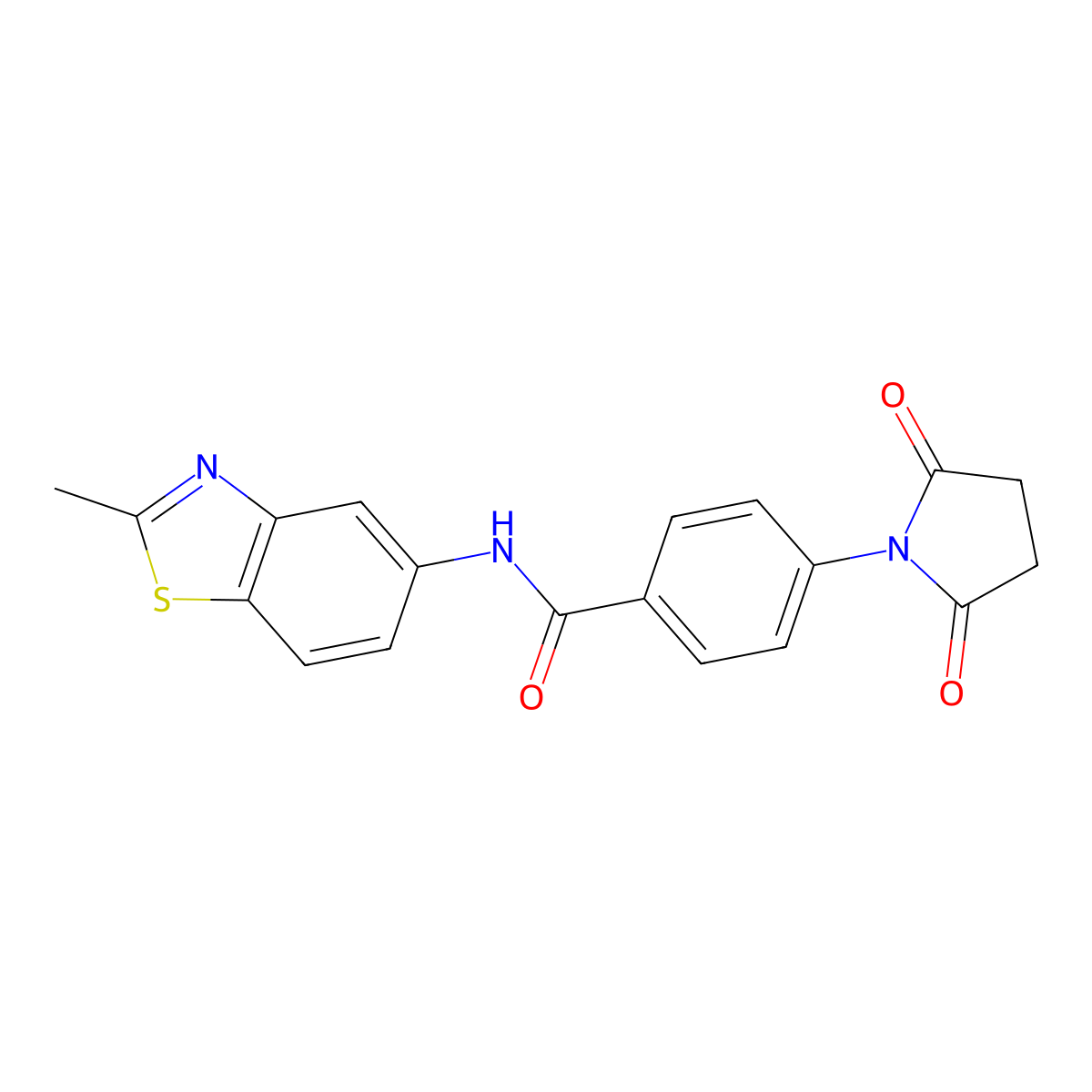 4-(2,5-dioxopyrrolidin-1-yl)-N-(2-methyl-1,3-benzothiazol-5-yl)benzamide molecular structure, CAS 476281-71-7