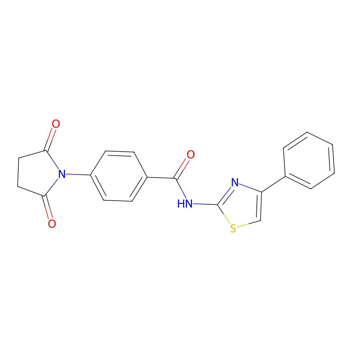 4-(2,5-dioxopyrrolidin-1-yl)-N-(4-phenyl-1,3-thiazol-2-yl)benzamide molecular structure, CAS 476281-72-8