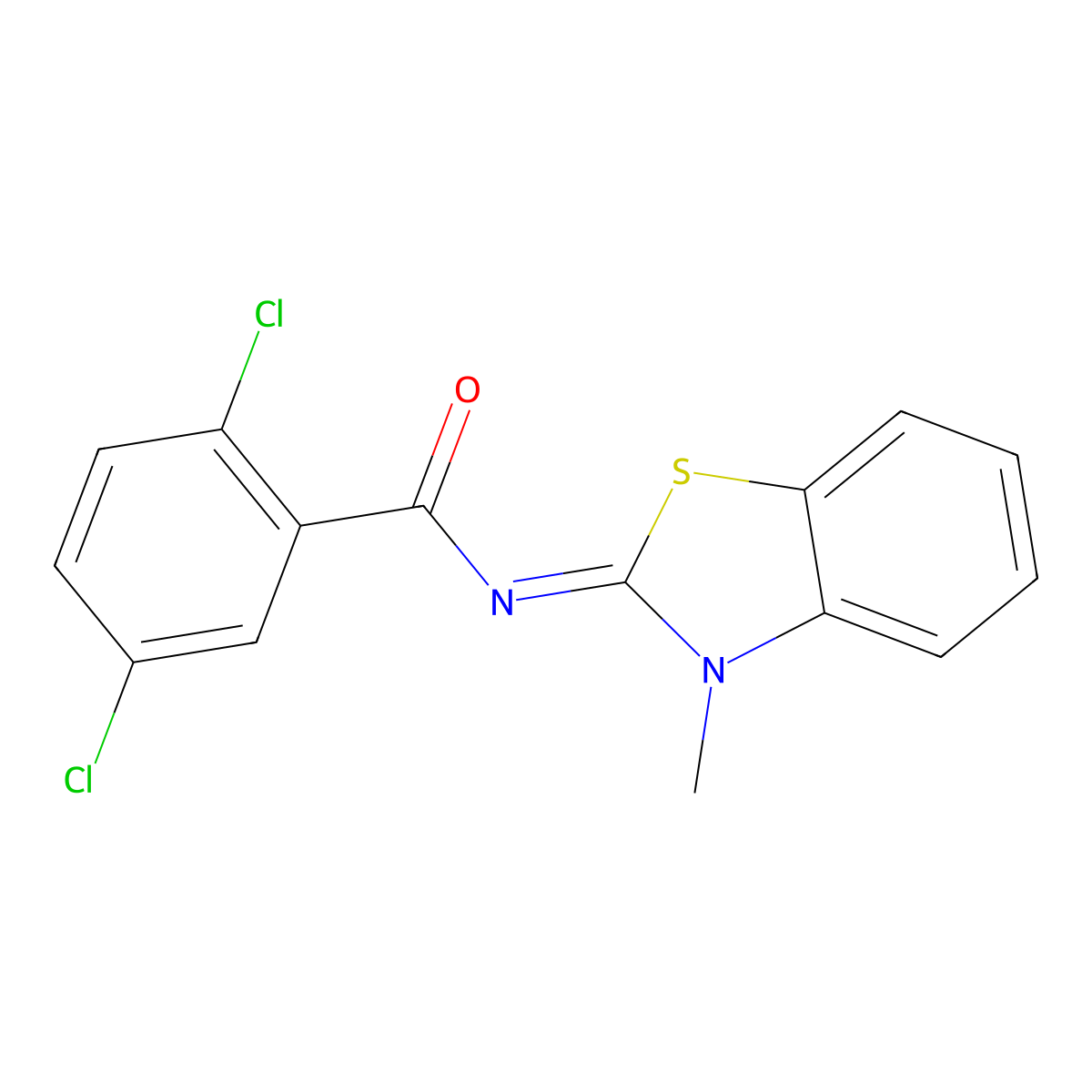 (E)-2,5-dichloro-N-(3-methylbenzo[d]thiazol-2(3H)-ylidene)benzamide molecular structure, CAS 476282-00-5