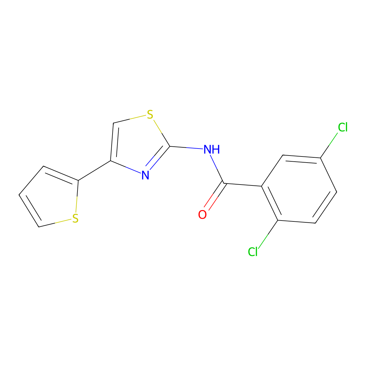 2,5-dichloro-N-(4-(thiophen-2-yl)thiazol-2-yl)benzamide molecular structure, CAS 476282-13-0