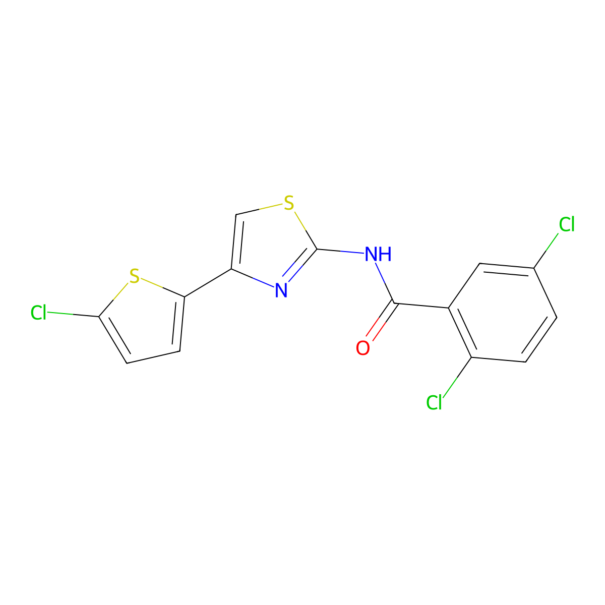 2,5-dichloro-N-[4-(5-chlorothiophen-2-yl)-1,3-thiazol-2-yl]benzamide molecular structure, CAS 476282-14-1