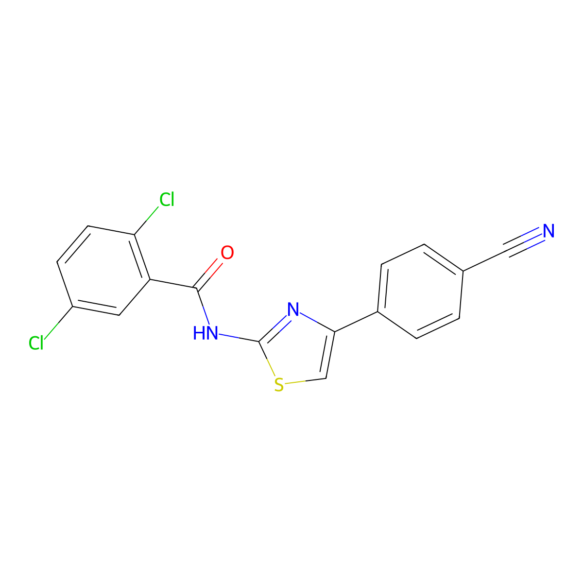 2,5-dichloro-N-[4-(4-cyanophenyl)-1,3-thiazol-2-yl]benzamide molecular structure, CAS 476282-16-3