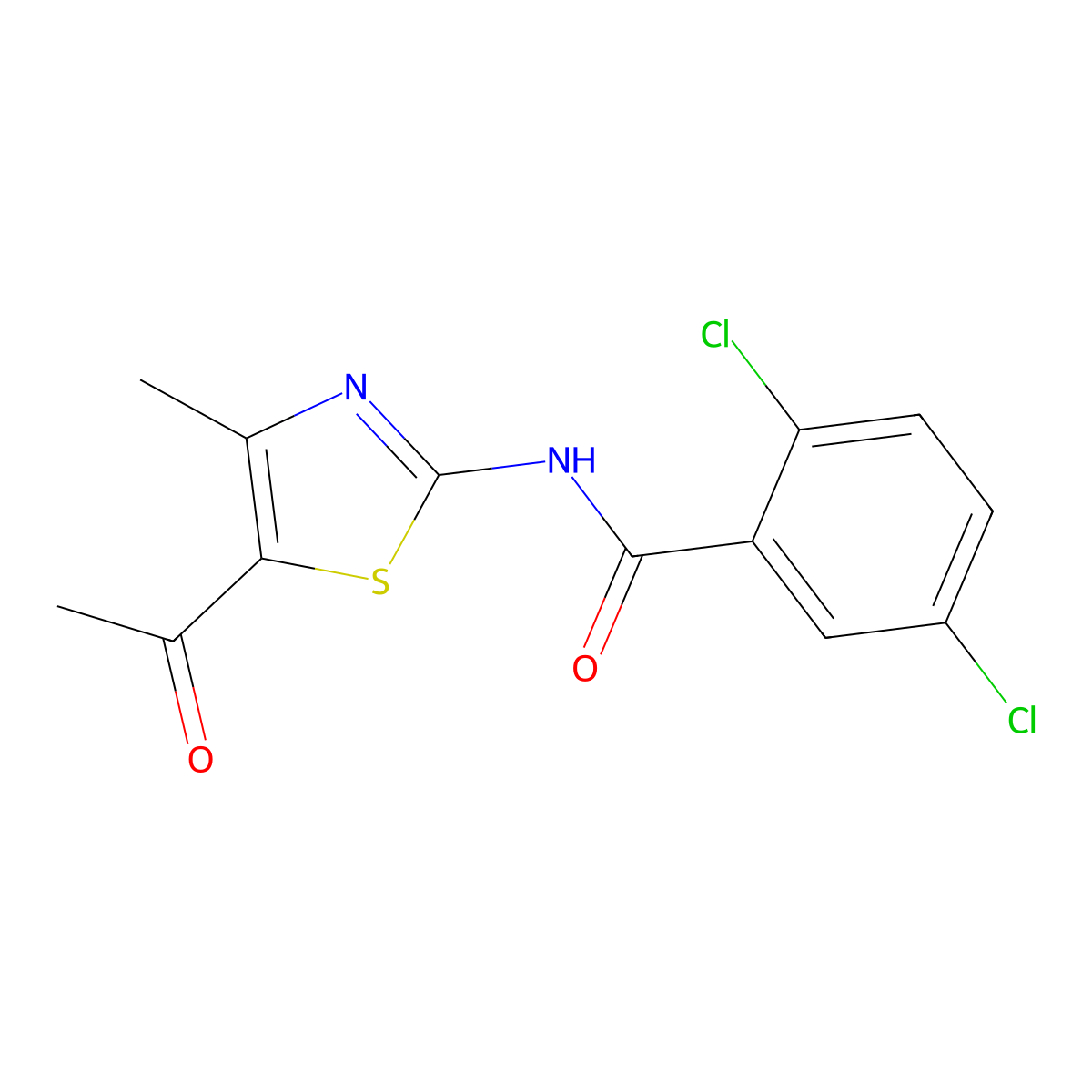N-(5-acetyl-4-methylthiazol-2-yl)-2,5-dichlorobenzamide molecular structure, CAS 476282-24-3