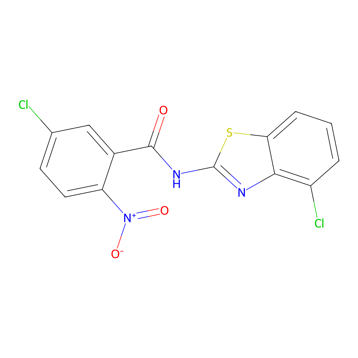 5-chloro-N-(4-chloro-1,3-benzothiazol-2-yl)-2-nitrobenzamide molecular structure, CAS 476282-54-9