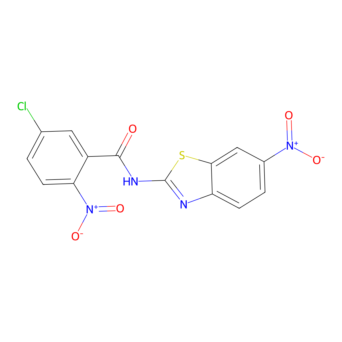 5-chloro-2-nitro-N-(6-nitro-1,3-benzothiazol-2-yl)benzamide molecular structure, CAS 476282-55-0