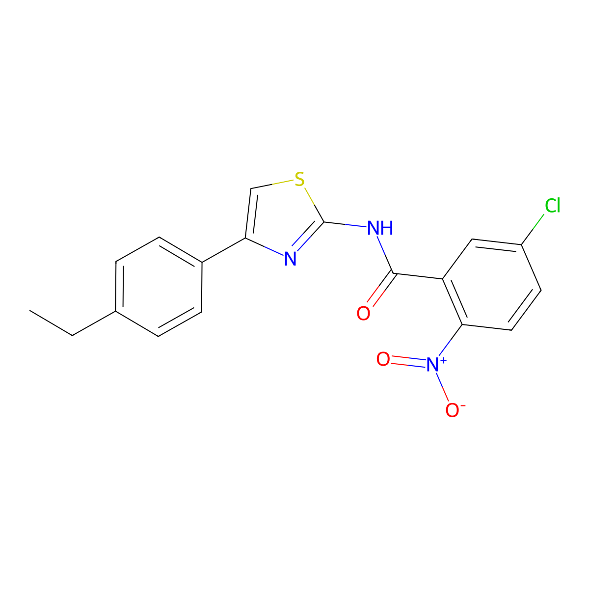 5-chloro-N-[4-(4-ethylphenyl)-1,3-thiazol-2-yl]-2-nitrobenzamide molecular structure, CAS 476282-63-0