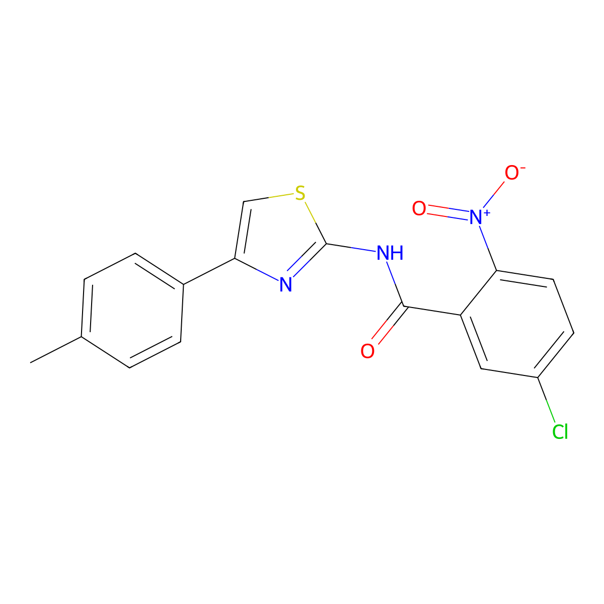 5-chloro-N-[4-(4-methylphenyl)-1,3-thiazol-2-yl]-2-nitrobenzamide molecular structure, CAS 476282-64-1