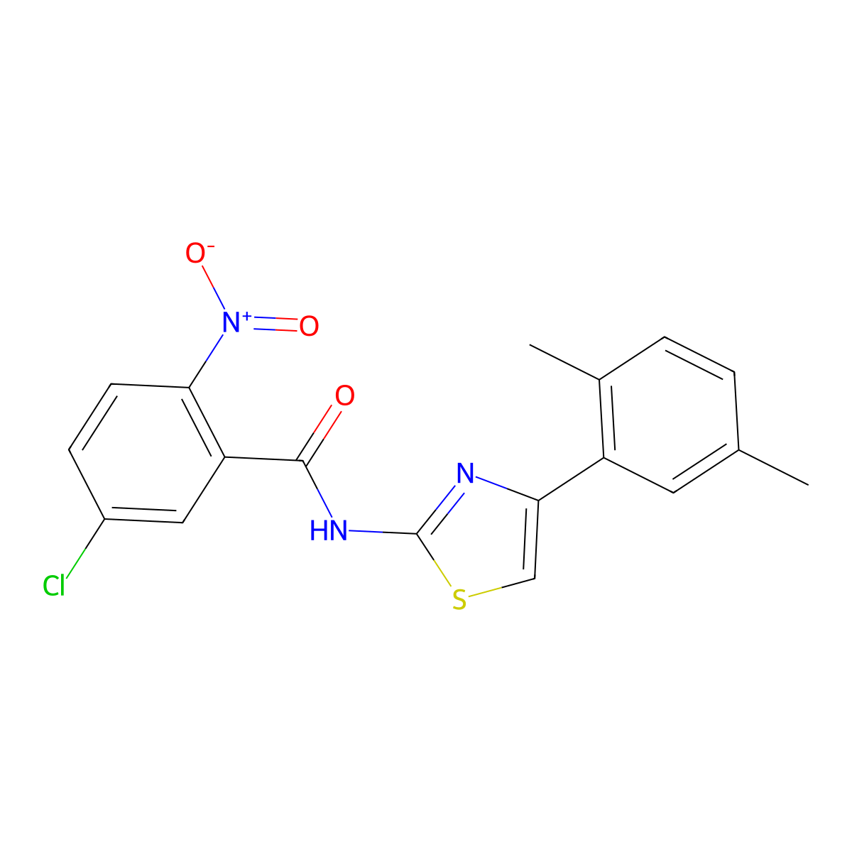 5-chloro-N-[4-(2,5-dimethylphenyl)-1,3-thiazol-2-yl]-2-nitrobenzamide molecular structure, CAS 476282-66-3